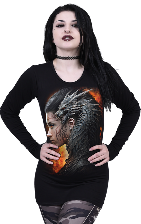T-shirt manches longues  de Spiral - Draco Queen - Haut Manches Longues - S à XXL - pour Femme - noir - Spiral - View 2