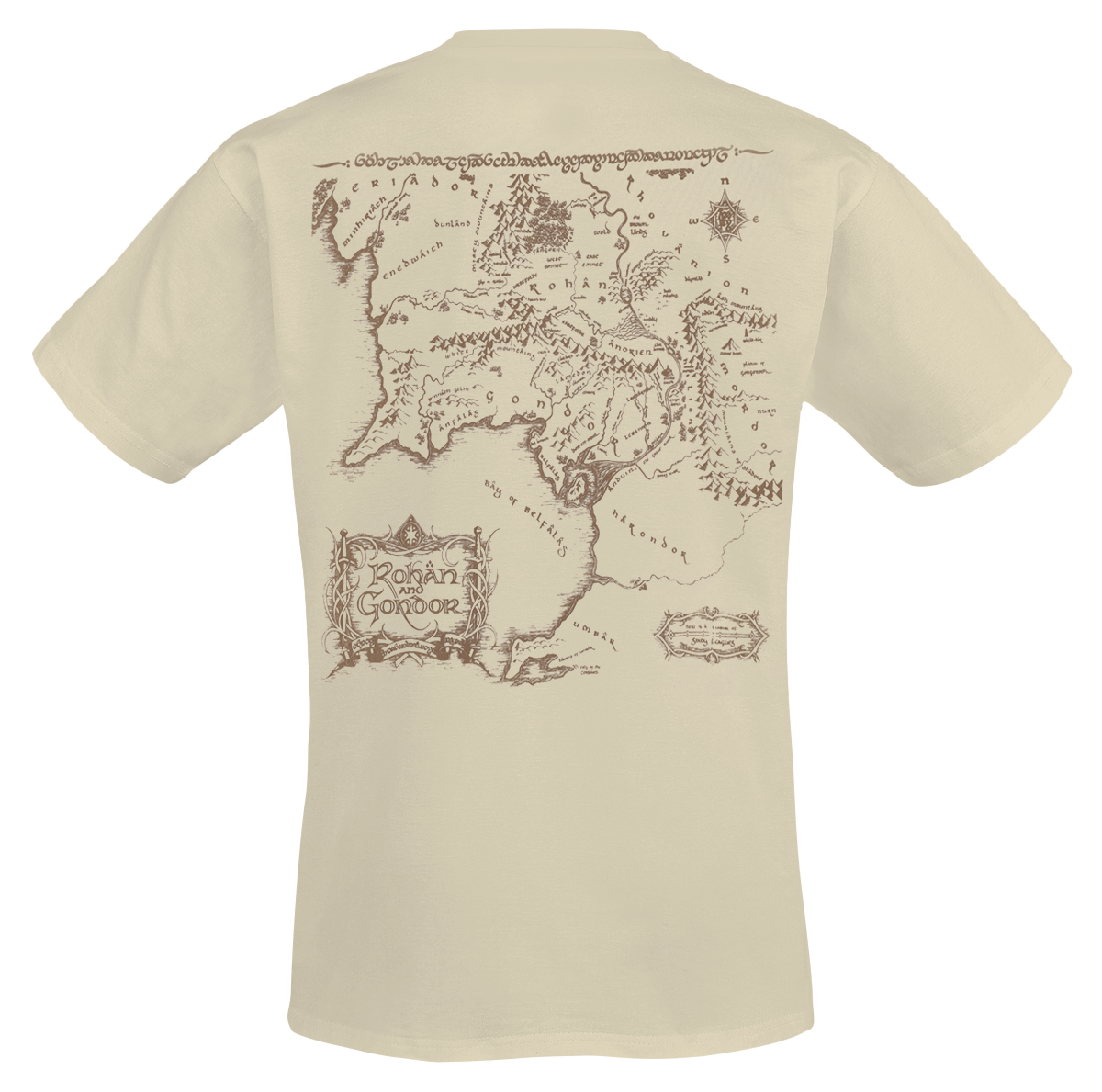 T-Shirt Manches courtes  de Le Seigneur Des Anneaux - Carte - Oversize - S à XXL - pour Homme - sable - Le Seigneur Des Anneaux - View 2