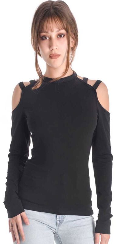 T-shirt manches longues  de Outer Vision - Top pour femme – Bulma - S à 4XL - pour Femme - noir - Outer Vision