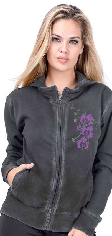 Sweat-shirt zippé à capuche  de Outer Vision - Pink Orchids – Sweat à capuche pour femme (effet tie-dye) - S à XL - pour Femme - anthracite - Outer Vision - View 2