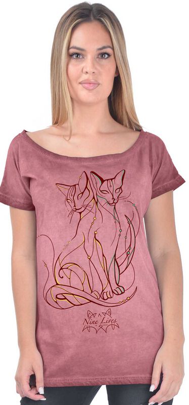 T-Shirt Manches courtes  de Outer Vision - Nine Lives Couple – T-shirt pour femme – Marilyn - S à 3XL - pour Femme - rose clair - Outer Vision