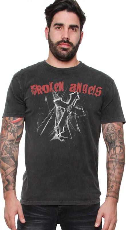 T-Shirt Manches courtes Gothic de Alchemy England - T-shirt pour homme Broken Angels – modèle Rex - S à 4XL - pour Homme - gris foncé - Alchemy England