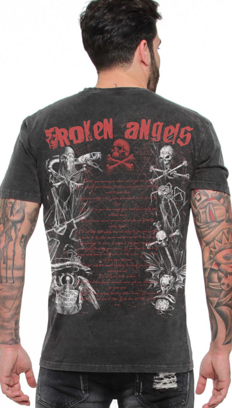 T-Shirt Manches courtes Gothic de Alchemy England - T-shirt pour homme Broken Angels – modèle Rex - S à 4XL - pour Homme - gris foncé - Alchemy England - View 2