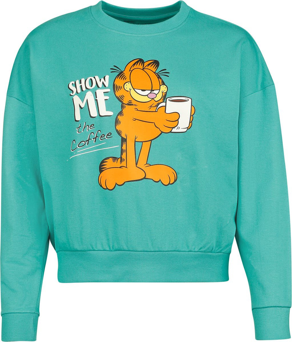 Sweat-shirt  de Garfield - Show Me The Coffee - S à 3XL - pour Femme - turquoise - Garfield