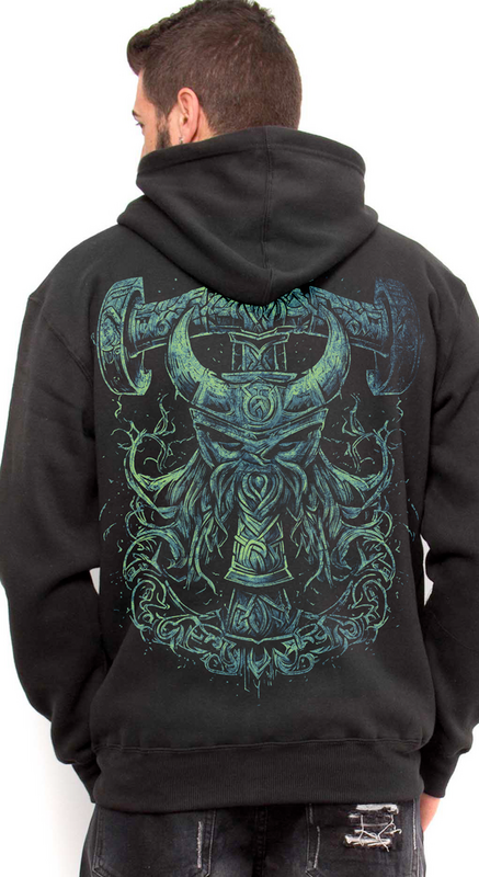 Sweat-shirt à capuche  de Outer Vision - iking Thor – Sweat à capuche pour homme – Vicero - S à XXL - pour Homme - noir - Outer Vision - View 2
