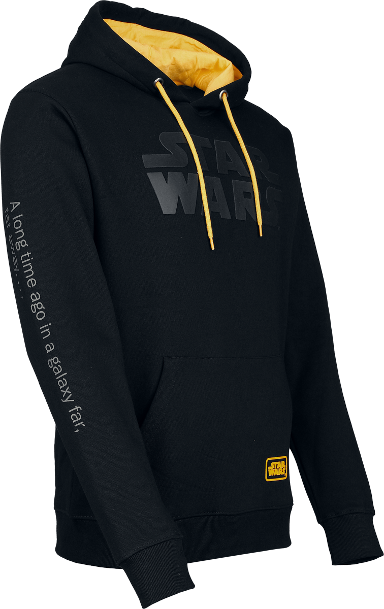 Sweat-shirt à capuche Disney de Star Wars - A long Time ago in a Galaxy far away... - S à XXL - pour Homme - noir/jaune - Star Wars - View 2