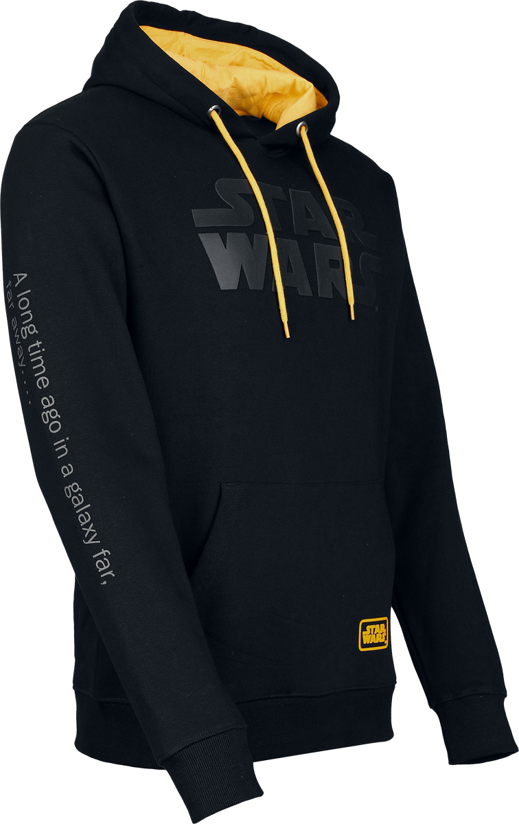 Sweat-shirt à capuche Disney de Star Wars - A long Time ago in a Galaxy far away... - S à XXL - pour Homme - noir/jaune - Star Wars - View 2