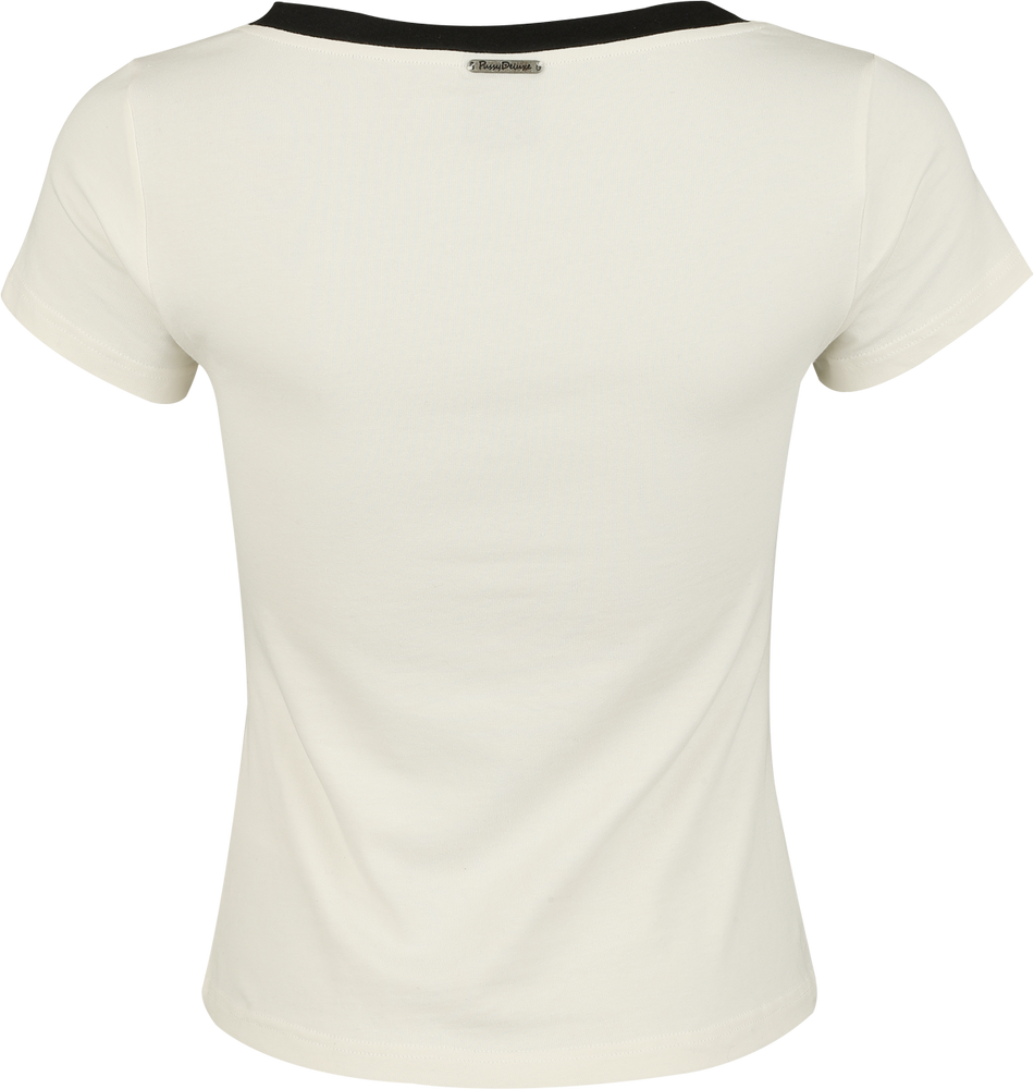T-Shirt Manches courtes Rockabilly de Pussy Deluxe - Asia Dreams - Blossom - Haut - S à XXL - pour Femme - blanc cassé - Pussy Deluxe - View 2