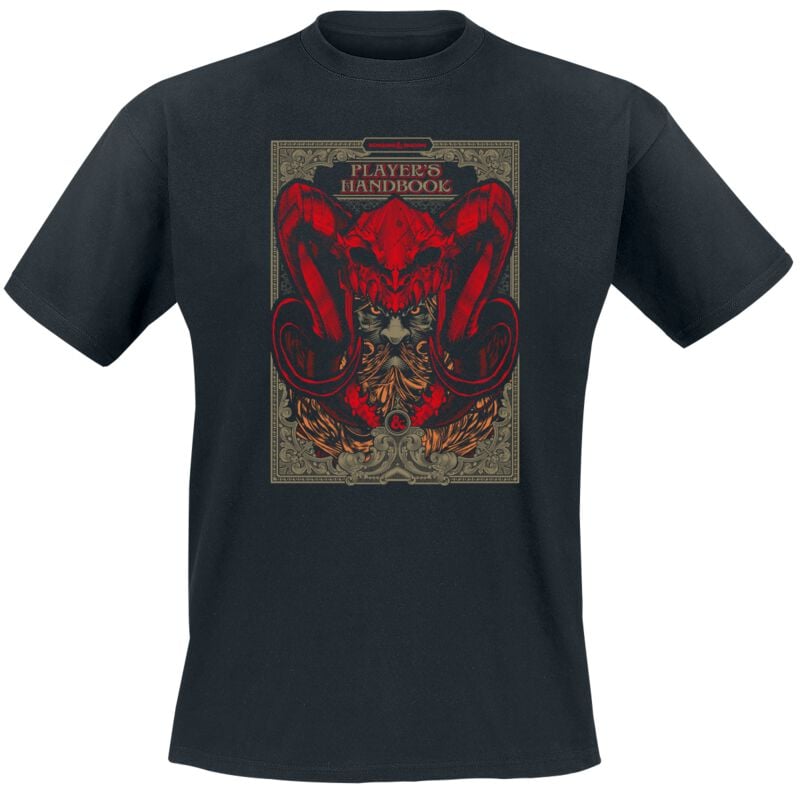 T-Shirt Manches courtes Gaming de Donjons & Dragons - Manuel du Joueur (Anglais) - S à XXL - pour Homme - noir - Donjons & Dragons