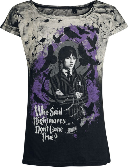 T-Shirt Manches courtes  de Wednesday - Wednesday - Nightmare - S à 4XL - pour Femme - noir - Wednesday
