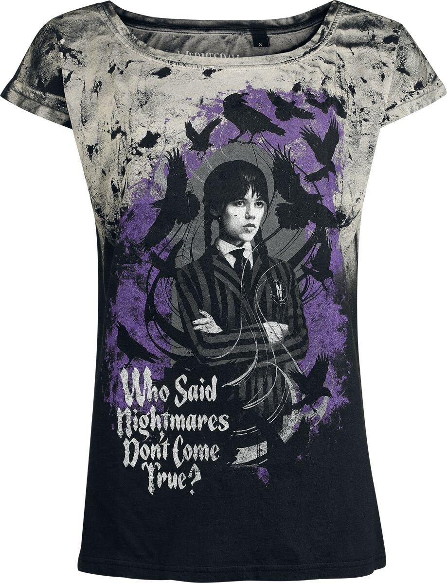 T-Shirt Manches courtes  de Wednesday - Wednesday - Nightmare - S à 4XL - pour Femme - noir - Wednesday
