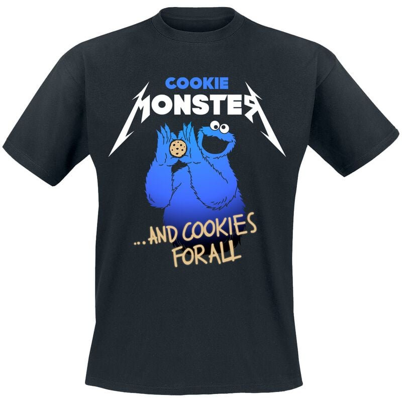 T-Shirt Manches courtes  de Sesame Street - Cookie Monster ... And Cookies For All - S à 5XL - pour Homme - noir - Sesame Street