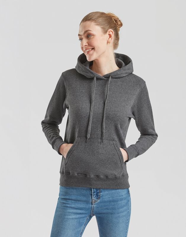 Sweat-shirt à capuche  de Fruit Of The Loom - SWEAT À CAPUCHE CLASSIQUE FEMME - S à XXL - pour Femme - gris sombre chiné - Fruit Of The Loom