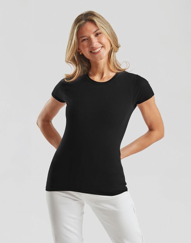 T-Shirt Manches courtes  de Fruit Of The Loom - LADIES ICONIC 150 T - S à XXL - pour Femme - noir - Fruit Of The Loom