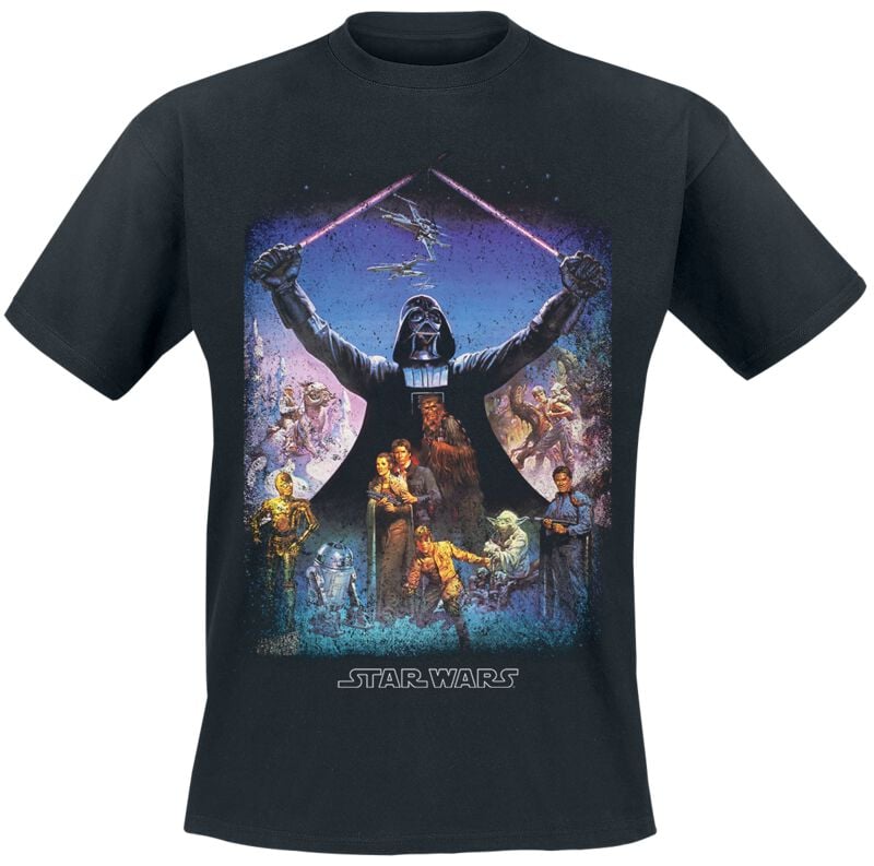 T-Shirt Manches courtes Disney de Star Wars - Darth Vader - Light Saber Poster - S à M - pour Homme - noir - Star Wars