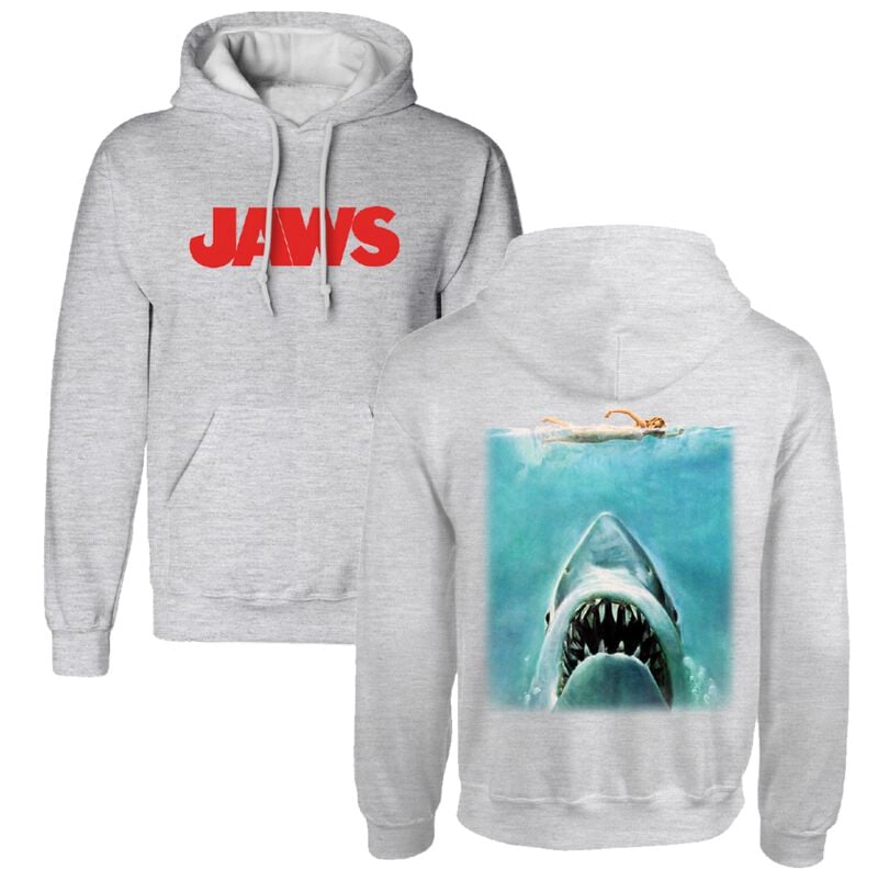 Sweat-shirt à capuche  de Les Dents de la Mer - Jaws - Poster - S à XXL - pour Homme - gris chiné - Les Dents de la Mer