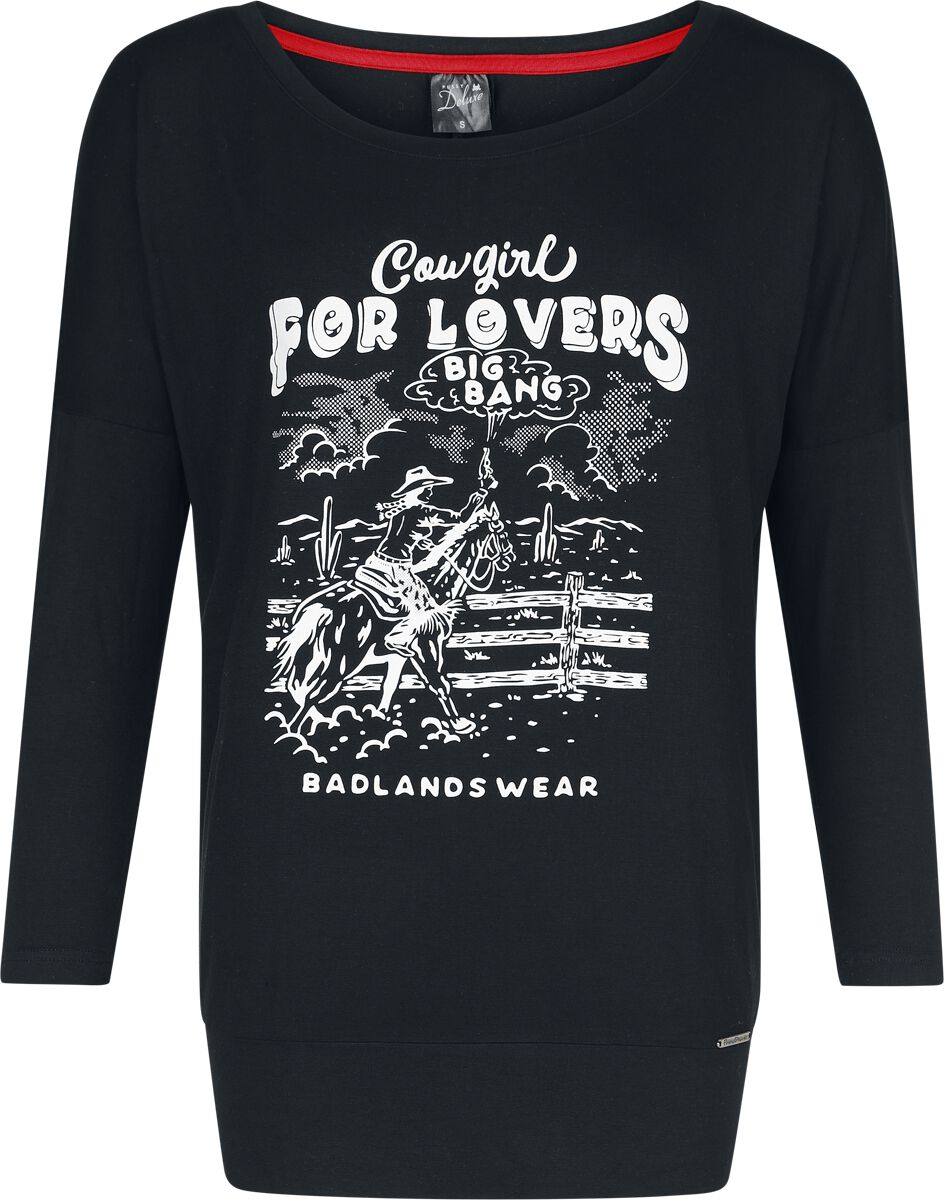 T-shirt manches longues Rockabilly de Pussy Deluxe - Wild West For Lovers - Haut Manches Longues - S à XXL - pour Femme - noir - Pussy Deluxe