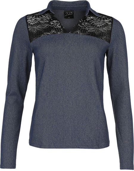 T-shirt manches longues Rockabilly de Pussy Deluxe - Wild West Denim Look - Haut Manches Longues - S à XXL - pour Femme - bleu - Pussy Deluxe