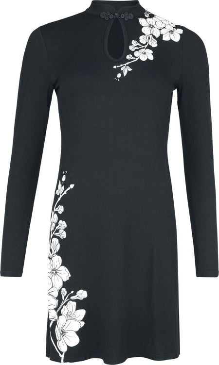 Robe courte Rockabilly de Pussy Deluxe - Asia Dreams Blossom Dress - S à XXL - pour Femme - noir - Pussy Deluxe