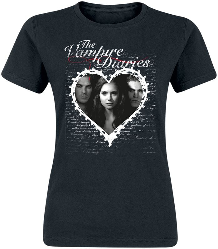 T-Shirt Manches courtes  de The Vampire Diaries - Lace Hear - S à 3XL - pour Femme - noir - The Vampire Diaries