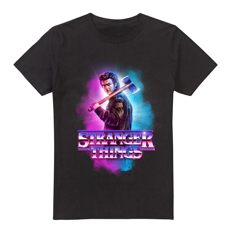 T-Shirt Manches courtes  de Stranger Things - Steve Harrington - Metall Burst - S à XXL - pour Unisexe - noir - Stranger Things