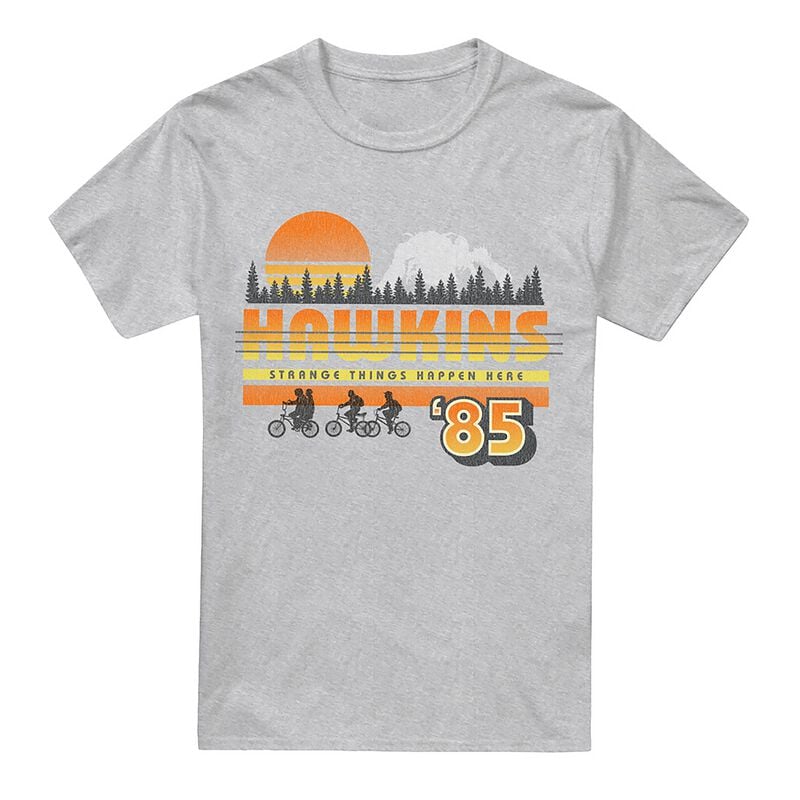 T-Shirt Manches courtes  de Stranger Things - Hawkins Retro 85 - S à 5XL - pour Homme - gris chiné - Stranger Things