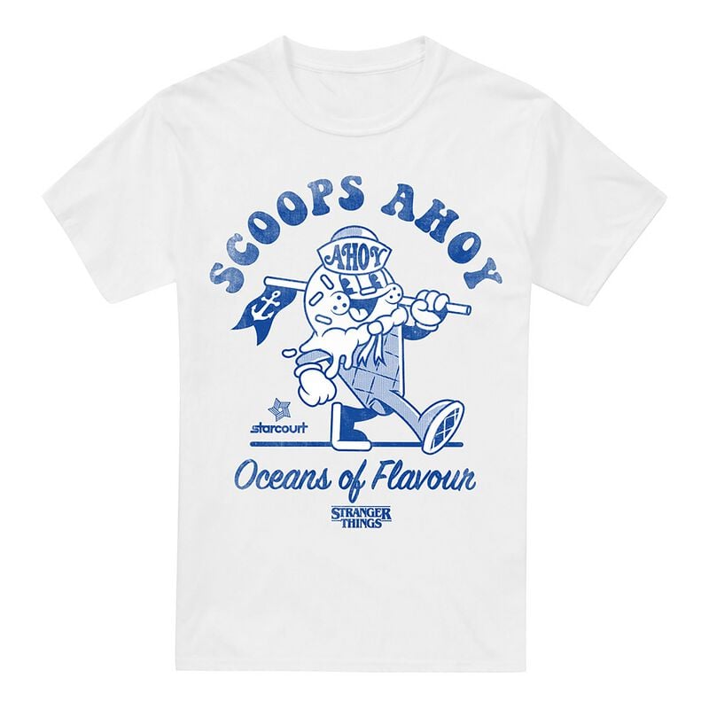 T-Shirt Manches courtes  de Stranger Things - Scoops Ahoy Retro - S à XXL - pour Homme - blanc - Stranger Things