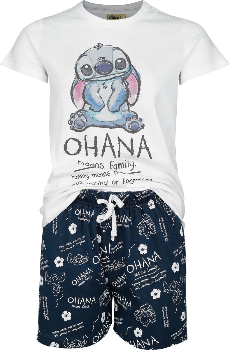 Pyjama Disney de Lilo & Stitch - Ohana Means Family - S à 3XL - pour Femme - blanc/bleu - Lilo & Stitch