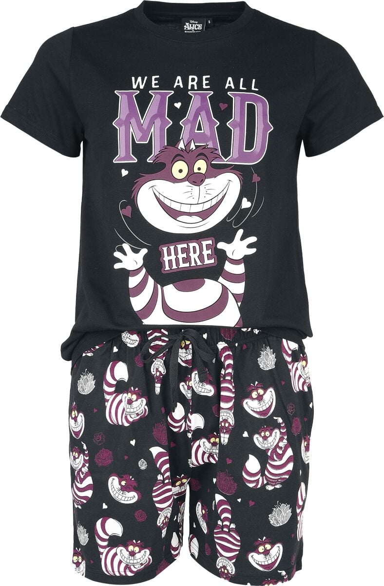 Pyjama Disney de Alice Au Pays Des Merveilles - Le Chat Du Cheshire - We're All Mad Here - S à 3XL - pour Femme - noir - Alice Au Pays Des Merveilles