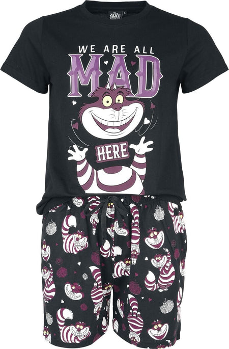 Pyjama Disney de Alice Au Pays Des Merveilles - Le Chat Du Cheshire - We're All Mad Here - S à 3XL - pour Femme - noir - Alice Au Pays Des Merveilles