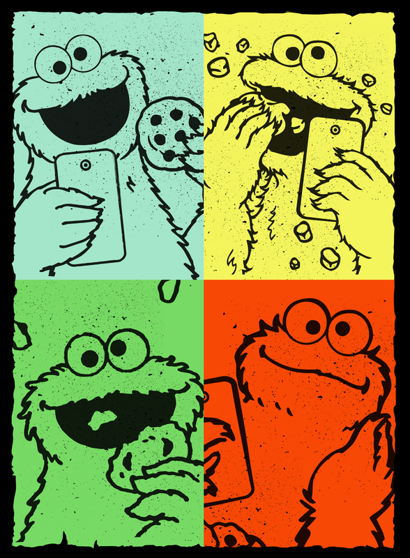 T-Shirt Manches courtes  de Sesame Street - Cookie Monster - Vintage Art - S à L - pour Homme - noir - Sesame Street - View 2