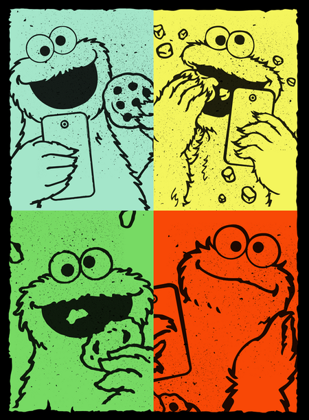 T-Shirt Manches courtes  de Sesame Street - Cookie Monster - Vintage Art - S à L - pour Homme - noir - Sesame Street - View 2