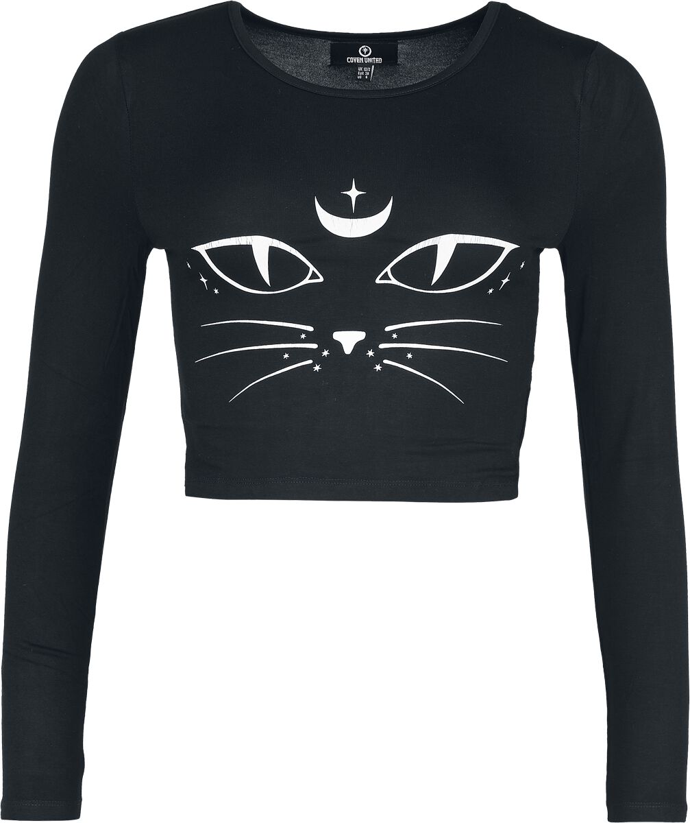 T-shirt manches longues  de Coven United - T-Shirt Chat - L à XL - pour Femme - noir - Coven United