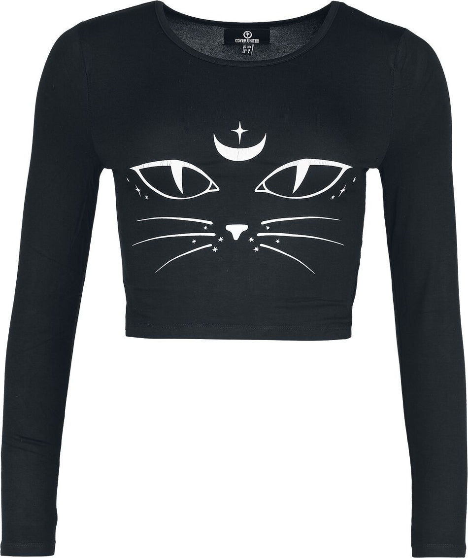 T-shirt manches longues  de Coven United - T-Shirt Chat - L à XL - pour Femme - noir - Coven United