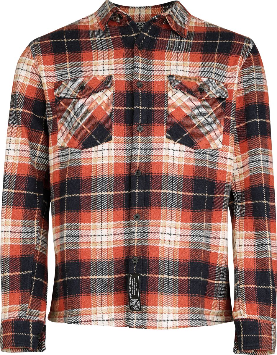 Chemise manches longues  de West Coast Choppers - WCC RIGID FLANEL - Orange & Noir - S à 4XL - pour Homme - multicolore - West Coast Choppers