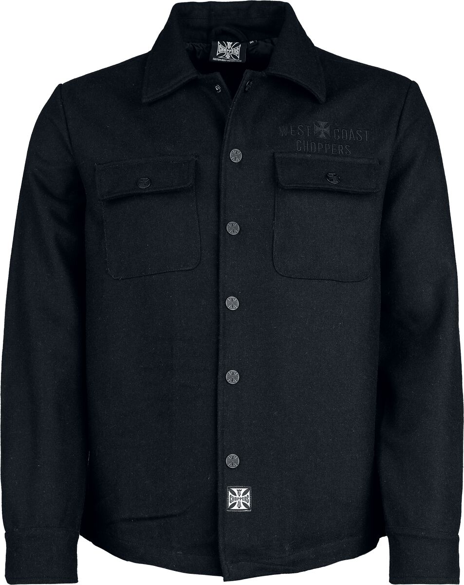 Veste biker  de West Coast Choppers - WCC WOOL LINED - Veste à Carreaux Noire - S à 4XL - pour Homme - noir - West Coast Choppers