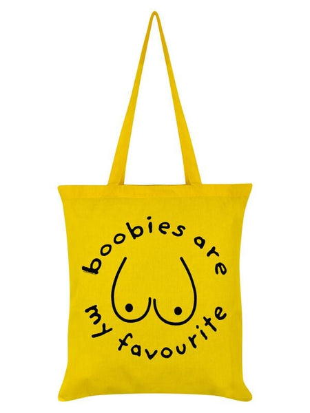 Sac En Tissu Fun de Slogans - Boobies Are my Favourite - pour Unisexe - jaune - Slogans