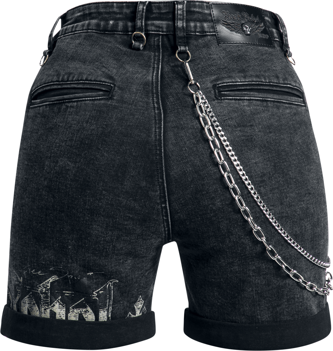 Short  de Rock Rebel by EMP - Short avec Boutons Crânes - 27 à 34 - pour Femme - gris - Rock Rebel by EMP - View 2