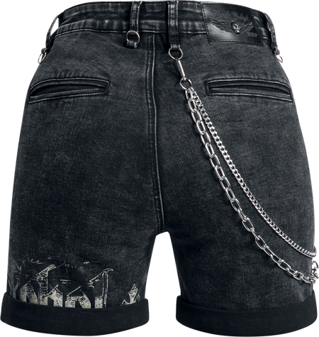 Short  de Rock Rebel by EMP - Short avec Boutons Crânes - 27 à 34 - pour Femme - gris - Rock Rebel by EMP - View 2