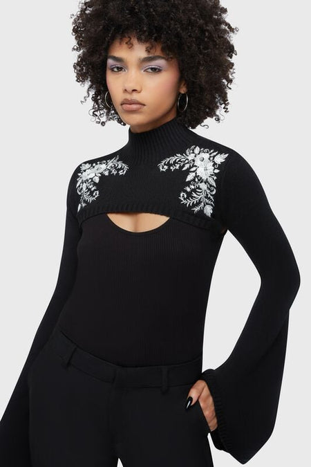 Boléro Gothic de Killstar - Beneath the Eclipse - Petal & Pine - Gilet Court - XS à 4XL - pour Femme - noir - Killstar