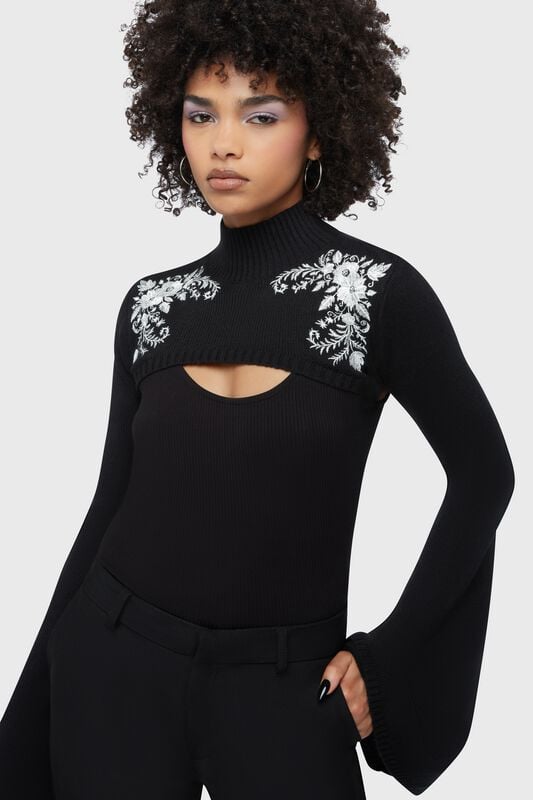 Boléro Gothic de Killstar - Beneath the Eclipse - Petal & Pine - Gilet Court - XS à 4XL - pour Femme - noir - Killstar