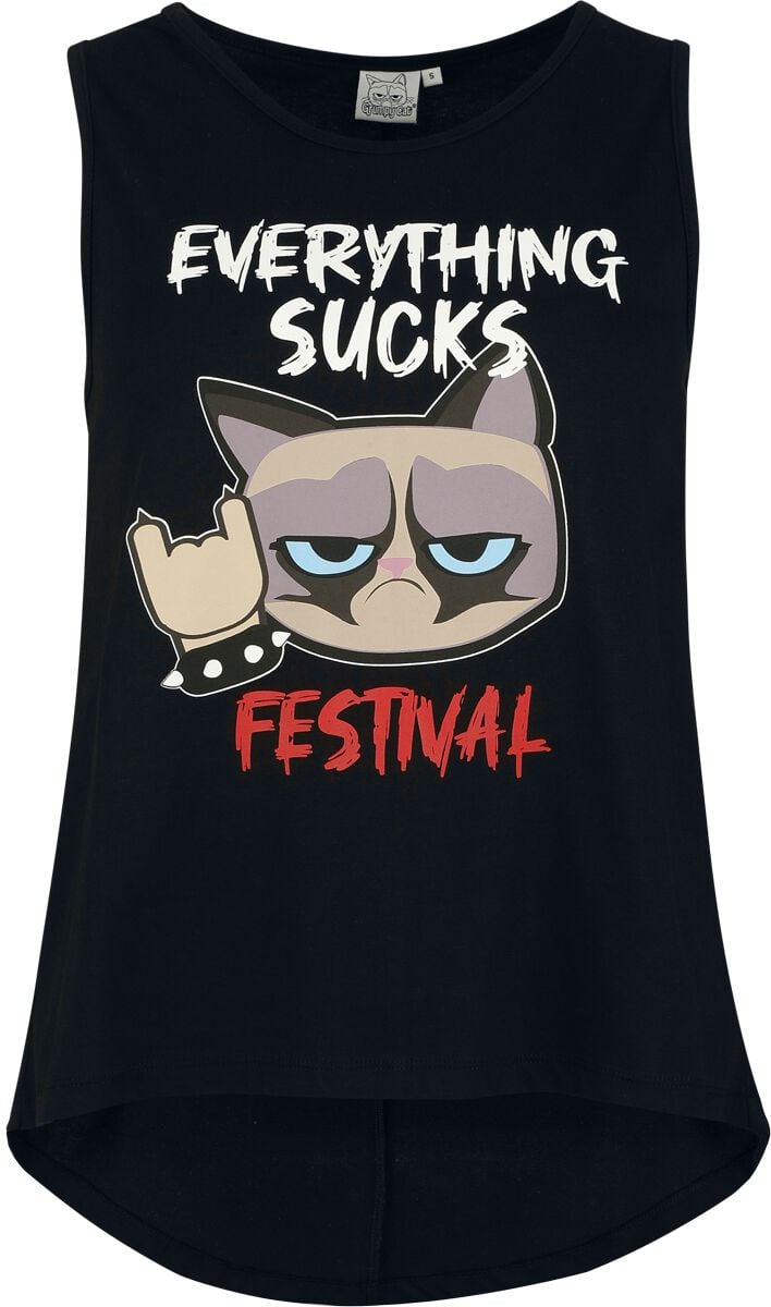 Top  de Grumpy Cat - Everything Sucks - Festival - S à 3XL - pour Femme - noir - Grumpy Cat