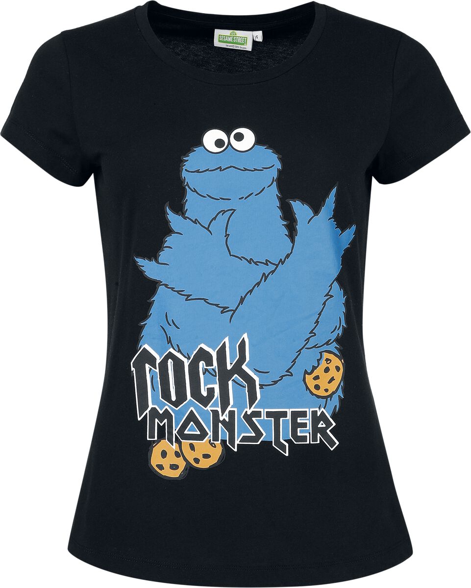 T-Shirt Manches courtes  de Sesame Street - Rock Monster - S à 3XL - pour Femme - noir - Sesame Street