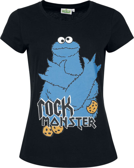 T-Shirt Manches courtes  de Sesame Street - Rock Monster - S à 3XL - pour Femme - noir - Sesame Street