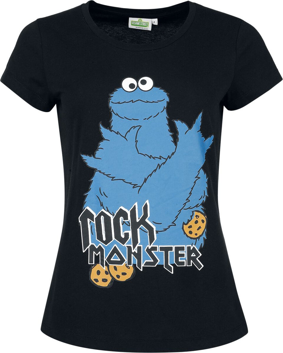 T-Shirt Manches courtes  de Sesame Street - Rock Monster - S à 3XL - pour Femme - noir - Sesame Street