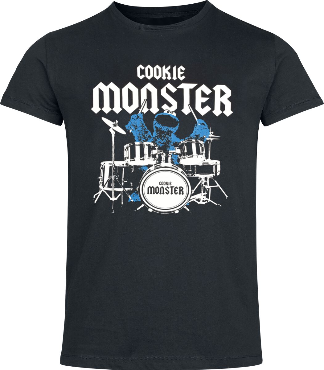 T-Shirt Manches courtes  de Sesame Street - Macaron Le Glouton - S à 3XL - pour Homme - noir - Sesame Street