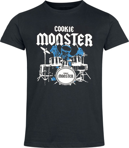 T-Shirt Manches courtes  de Sesame Street - Macaron Le Glouton - S à 3XL - pour Homme - noir - Sesame Street