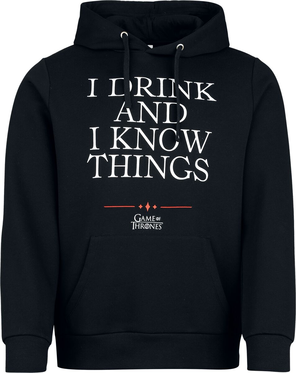 Sweat-shirt à capuche  de Game Of Thrones - I Drink And I Know Things - S à 3XL - pour Homme - noir - Game Of Thrones