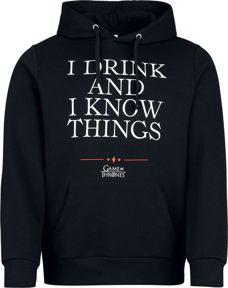 Sweat-shirt à capuche  de Game Of Thrones - I Drink And I Know Things - S à 3XL - pour Homme - noir - Game Of Thrones
