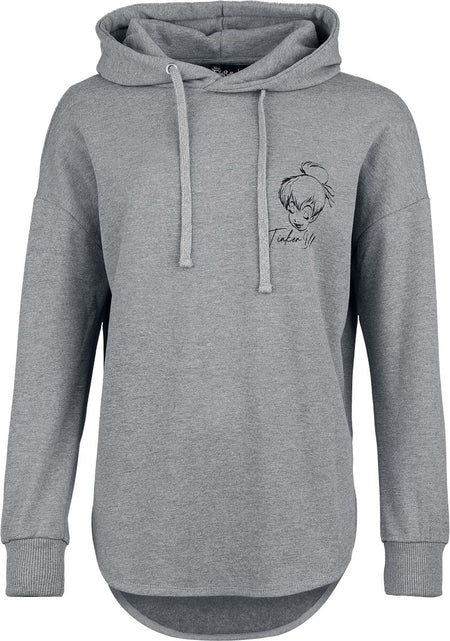 Sweat-shirt à capuche Disney de La Fée Clochette - Sketch - S à 3XL - pour Femme - gris chiné - La Fée Clochette